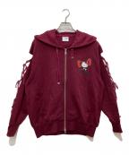 Snidel×HELLO KITTYスナイデル×ハローキティ）の古着「レースアップパーカー」｜ボルドー