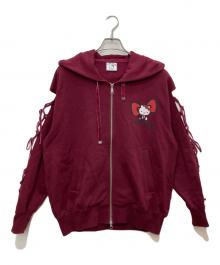 Snidel×HELLO KITTY（スナイデル×ハローキティ）の古着「レースアップパーカー」｜ボルドー