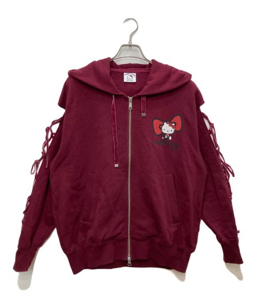 Snidel（スナイデル）Snidel (スナイデル) HELLO KITTY (ハローキティ) レースアップパーカー ボルドー サイズ:freeの古着・服飾アイテム