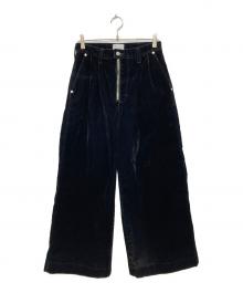 Wrangler×CAMPHOR WOOD（ラングラー×カンファーウッド）の古着「front zip flocky 2tuck wide baggy flare bro」｜ブラック