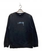 stussyステューシー）の古着「Smooth Stock Applique Sweat/スムース・ストック・アップリケ・スウェット」｜ブラック