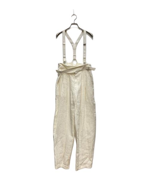 Whim Gazette（ウィムガゼット）Whim Gazette (ウィムガゼット) サスペンダー付リネンパンツ ホワイト サイズ:38の古着・服飾アイテム