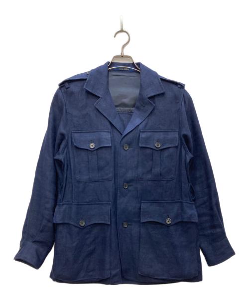 POLO RALPH LAUREN（ポロ・ラルフローレン）POLO RALPH LAUREN (ポロ・ラルフローレン) ベルテッド リネンサファリジャケット ネイビー サイズ:Ｓの古着・服飾アイテム