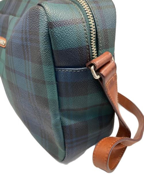 RALPH LAUREN（ラルフローレン）RALPH LAUREN (ラルフローレン) ブラックウォッチ レザーショルダーバッグ グリーン×ブラウンの古着・服飾アイテム