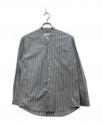 JOHNBULLジョンブル）の古着「バンドカラーストライプシャツ」｜ブルー