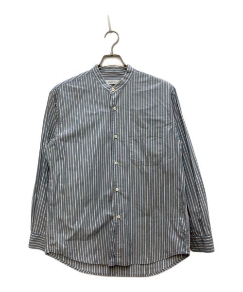 JOHNBULL（ジョンブル）Johnbull (ジョンブル) バンドカラーストライプシャツ ブルー サイズ:Ｓの古着・服飾アイテム