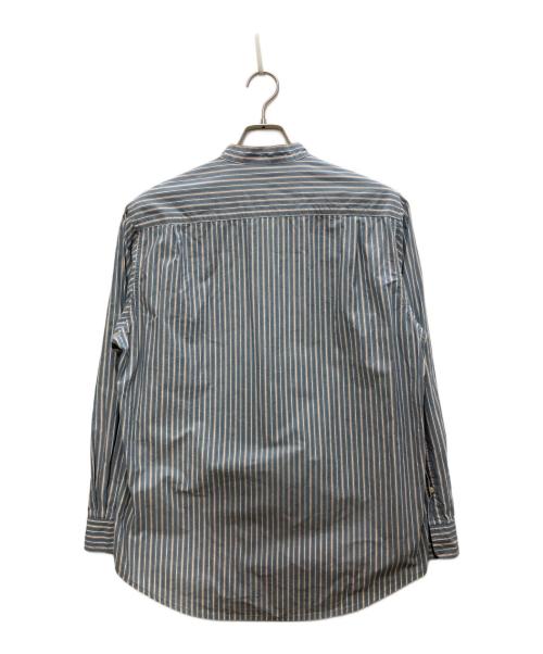 JOHNBULL（ジョンブル）Johnbull (ジョンブル) バンドカラーストライプシャツ ブルー サイズ:Ｓの古着・服飾アイテム