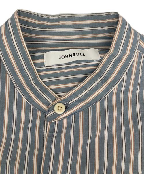 JOHNBULL（ジョンブル）Johnbull (ジョンブル) バンドカラーストライプシャツ ブルー サイズ:Ｓの古着・服飾アイテム