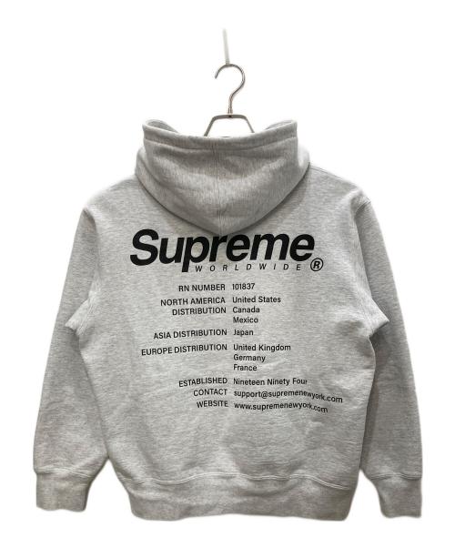 SUPREME（シュプリーム）SUPREME (シュプリーム) Worldwide Hooded Sweatshirt/ワールドワイド　フーデッド　スウェットシャツ グレー サイズ:Ｓの古着・服飾アイテム