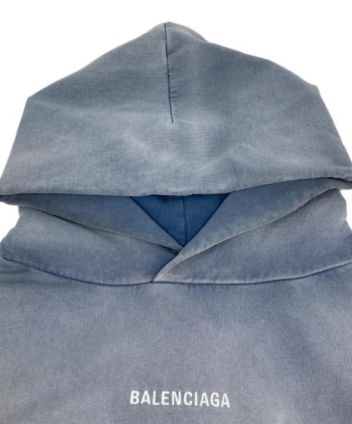 BALENCIAGA（バレンシアガ）BALENCIAGA (バレンシアガ) BACK HOODIE ロゴプルオーバーパーカー ブルー サイズ:Ｍの古着・服飾アイテム