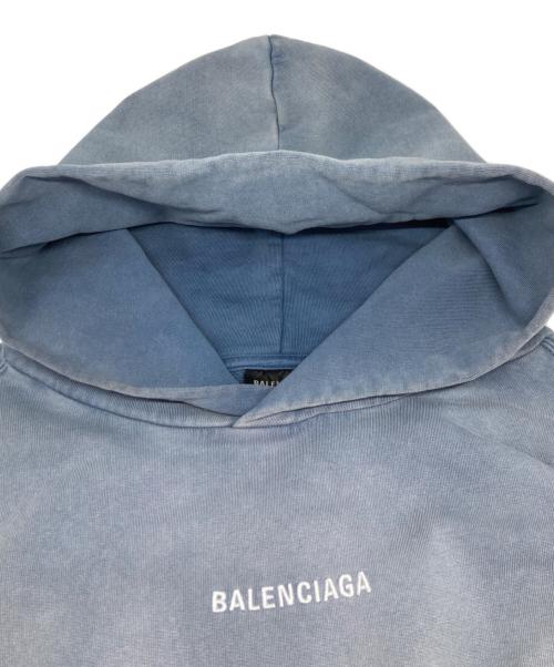 BALENCIAGA（バレンシアガ）BALENCIAGA (バレンシアガ) BACK HOODIE ロゴプルオーバーパーカー ブルー サイズ:Ｍの古着・服飾アイテム