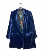 ETROエトロ）の古着「オールドベロアテーラードジャケット」｜ネイビー