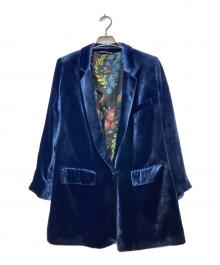 ETRO（エトロ）の古着「オールドベロアテーラードジャケット」｜ネイビー