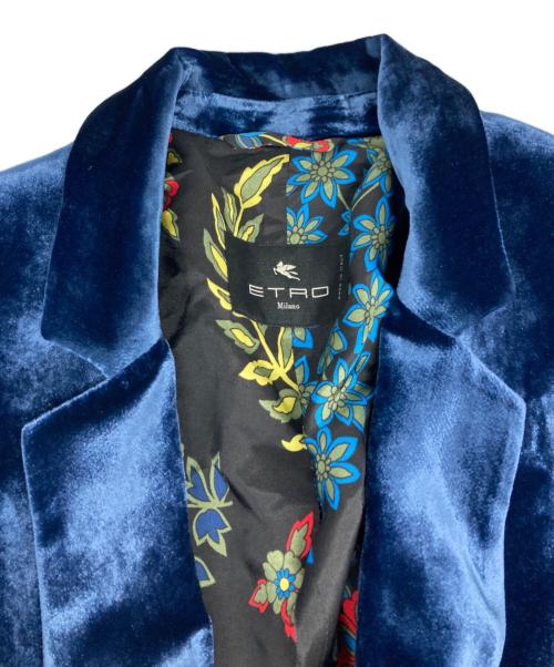 ETRO（エトロ）ETRO (エトロ) オールドベロアテーラードジャケット ネイビー サイズ:46の古着・服飾アイテム