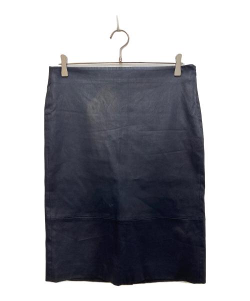 THE ROW（ザ ロウ）THE ROW (ザ ロウ) レザースカート ネイビー サイズ:10の古着・服飾アイテム
