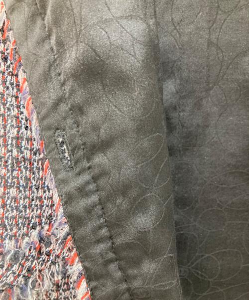 CHANEL（シャネル）CHANEL (シャネル) ノーカラーツイードジャケット レッド×ブラック サイズ:42の古着・服飾アイテム