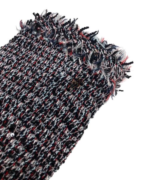 CHANEL（シャネル）CHANEL (シャネル) ノーカラーツイードジャケット レッド×ブラック サイズ:42の古着・服飾アイテム