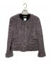 CHANEL（シャネル）の古着「ノーカラーツイードジャケット」｜レッド×ブラック