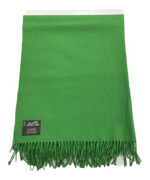HERMES（エルメス）HERMES (エルメス) カシミヤマフラー 黄緑の古着・服飾アイテム