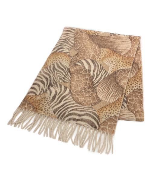 Salvatore Ferragamo（サルヴァトーレ フェラガモ）Salvatore Ferragamo (サルヴァトーレ フェラガモ) レオパードカシミヤマフラー ブラウンの古着・服飾アイテム