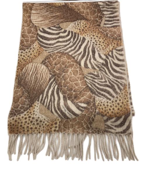 Salvatore Ferragamo（サルヴァトーレ フェラガモ）Salvatore Ferragamo (サルヴァトーレ フェラガモ) レオパードカシミヤマフラー ブラウンの古着・服飾アイテム