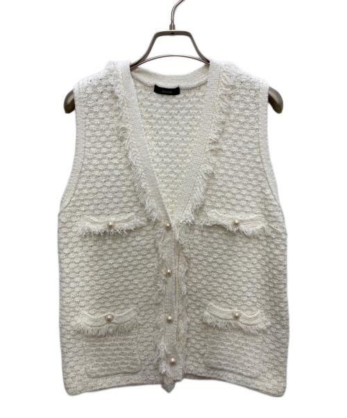 allureville（アルアバイル）allureville (アルアバイル) フリゼニットジレ ホワイト サイズ:2 未使用品の古着・服飾アイテム