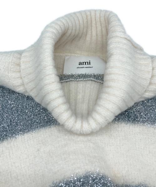 AMI Alexandre Mattiussi（アミアレクサンドルマテュッシ）AMI Alexandre Mattiussi (アミアレクサンドルマテュッシ) ボーダーニット ホワイト サイズ:ＸＳの古着・服飾アイテム