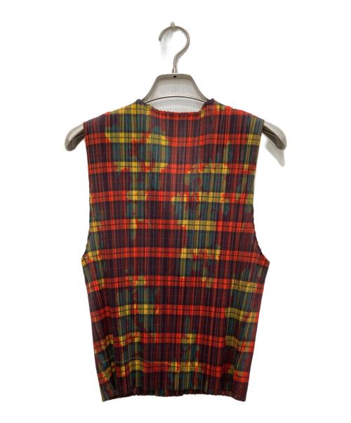 PLEATS PLEASE（プリーツプリーズ）PLEATS PLEASE (プリーツプリーズ) プリーツベスト ブラウン×オレンジ サイズ:3の古着・服飾アイテム