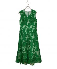 GRACE CONTINENTAL（グレースコンチネンタル）の古着「コード刺繍フレアドレス」｜グリーン