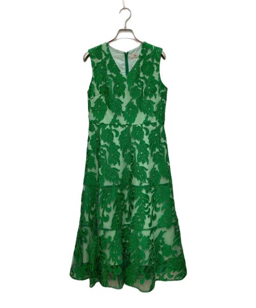 GRACE CONTINENTAL（（グレースコンチネンタル）GRACE CONTINENTAL (（グレースコンチネンタル) コード刺繍フレアドレス グリーン サイズ:36の古着・服飾アイテム