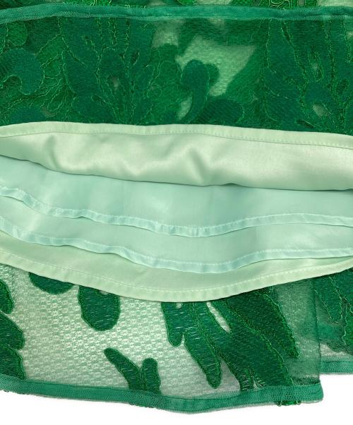 GRACE CONTINENTAL（（グレースコンチネンタル）GRACE CONTINENTAL (（グレースコンチネンタル) コード刺繍フレアドレス グリーン サイズ:36の古着・服飾アイテム