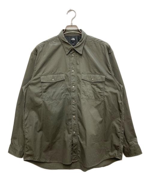 THE NORTH FACE（ザ ノース フェイス）THE NORTH FACE (ザ ノース フェイス) ロングスリーブロックステディチノシャツ カーキ サイズ:Lの古着・服飾アイテム