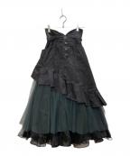 Belle vintageベル ヴィンテージ）の古着「デニム切替スカート」｜ブラック×グリーン