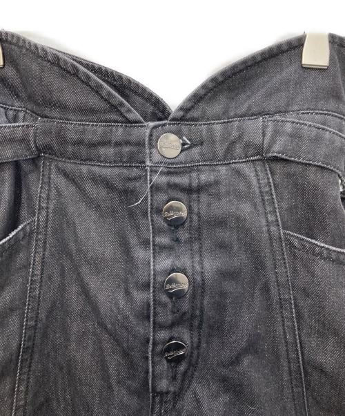 Belle vintage（ベル ヴィンテージ）BELLE VINTAGE (ベル ヴィンテージ) デニム切替スカート ブラック×グリーン サイズ:freeの古着・服飾アイテム