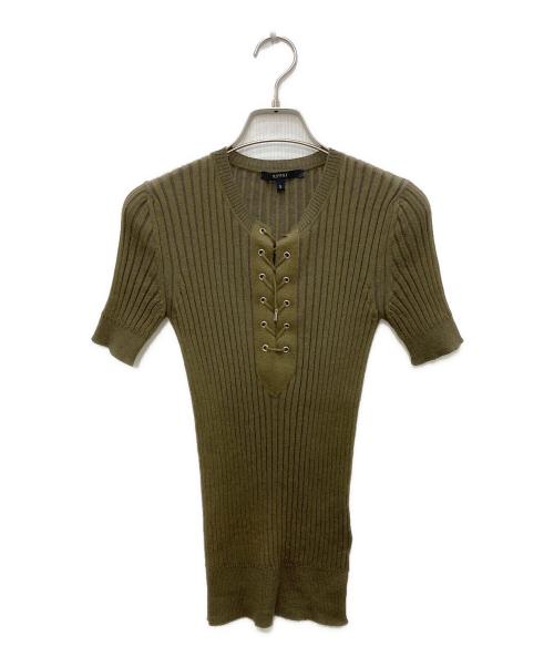 GUCCI（グッチ）GUCCI (グッチ) レースアップニット カーキ サイズ:Ｓの古着・服飾アイテム