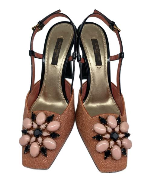 LOUIS VUITTON（ルイ ヴィトン）LOUIS VUITTON (ルイ ヴィトン) ビジューヒールパンプス ベージュ サイズ:25.5の古着・服飾アイテム