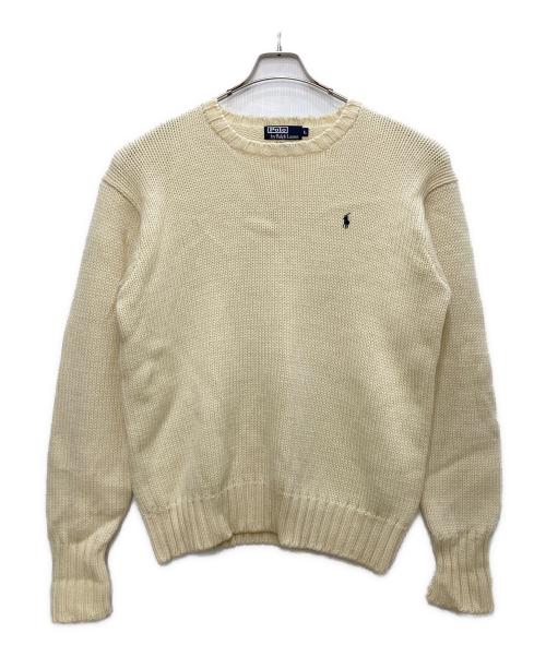 POLO RALPH LAUREN（ポロ・ラルフローレン）POLO RALPH LAUREN (ポロ・ラルフローレン) ヘビーウェイトクルーネックニット ホワイト サイズ:Ｌの古着・服飾アイテム