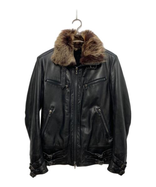 SHELLAC（シェラック）SHELLAC (シェラック) インナーボアレザージャケット ブラック サイズ:46の古着・服飾アイテム