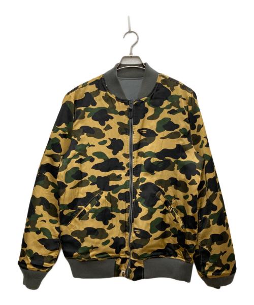 A BATHING APE（ア ベイシング エイプ）A BATHING APE TIGER EMBROIDERY REVERSIBLE LIGHT BOMBER JACKET/タイガー エンブロイダリー リバーシブル ライト ボンバー ジャケット グレー サイズ:Lの古着・服飾アイテム