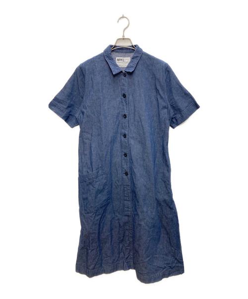 MHL（エムエイチエル）MHL (エムエイチエル) COTTON HEMP DRILL DRESS/コットンヘンプドリルドレス インディゴ サイズ:2の古着・服飾アイテム