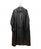 MAISON SPECIALメゾンスペシャル）の古着「リサイクルライトフェイクレザープライムオーバーステンカラーコート」｜ブラック