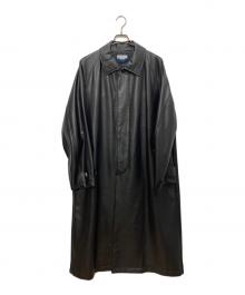 MAISON SPECIAL（メゾンスペシャル）の古着「リサイクルライトフェイクレザープライムオーバーステンカラーコート」｜ブラック