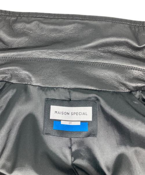 MAISON SPECIAL（メゾンスペシャル）MAISON SPECIAL (メゾンスペシャル) リサイクルライトフェイクレザープライムオーバーステンカラーコート ブラック サイズ:1の古着・服飾アイテム