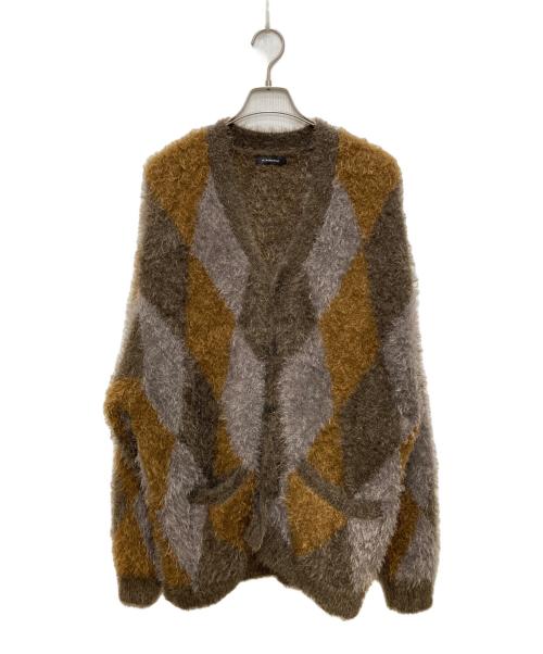 RE: Number (N)ine（リナンバーナイン）RE: Number (N)ine (リナンバーナイン) FEATHERY YARN ARGYLE JACQYARD KNIT CARDIGAN ベージュ サイズ:4の古着・服飾アイテム