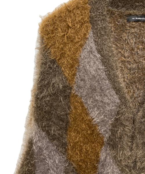 RE: Number (N)ine（リナンバーナイン）RE: Number (N)ine (リナンバーナイン) FEATHERY YARN ARGYLE JACQYARD KNIT CARDIGAN ベージュ サイズ:4の古着・服飾アイテム