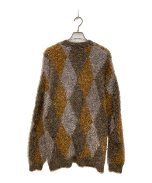 RE: Number (N)ine（リナンバーナイン）RE: Number (N)ine (リナンバーナイン) FEATHERY YARN ARGYLE JACQYARD KNIT CARDIGAN ベージュ サイズ:4の古着・服飾アイテム