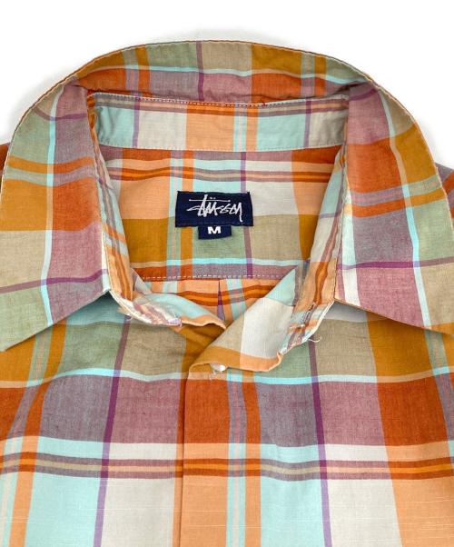 stussy（ステューシー）stussy (ステューシー) チェックシャツ ブルー×オレンジ サイズ:Ｍの古着・服飾アイテム