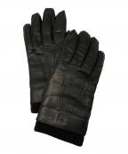 GUCCIグッチ）の古着「レザーカシミヤグローブ」｜ブラック