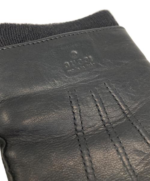 GUCCI（グッチ）GUCCI (グッチ) レザーカシミヤグローブ ブラックの古着・服飾アイテム