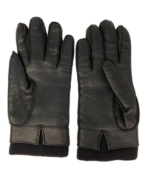 GUCCI（グッチ）GUCCI (グッチ) レザーカシミヤグローブ ブラックの古着・服飾アイテム